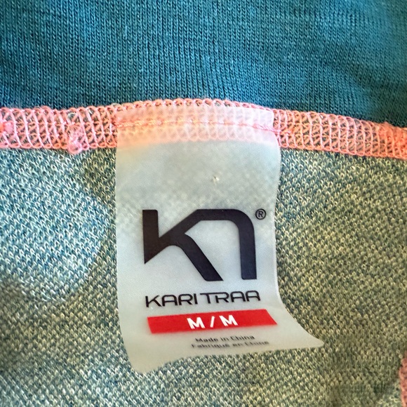 Kari Traa Teal and Pink Wool Top Medium - Picture 3 of 5